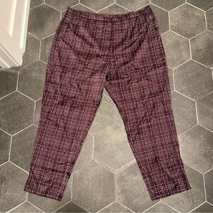 NWT Eileen Fisher XL Purple Casis Silk Crop Pants Pull On Tapered Elastic